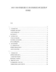 2025-2030智能機器人行業(yè)市場現(xiàn)狀分析及投資評估規(guī)劃