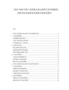 2025-2030中國工業(yè)機(jī)器人核心部件行業(yè)市場現(xiàn)狀供需分析及投資評(píng)估規(guī)劃分析研究報(bào)告