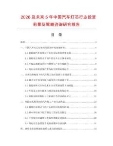 2026及未來5年中國汽車燈芯行業投資前景及策略咨詢研究報告