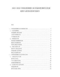 2025-2030中國高原探測行業(yè)市場深度調研及發(fā)展趨勢與投資前景研究報告