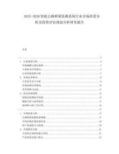 2025-2030智能公路橋梁監(jiān)測系統(tǒng)行業(yè)市場供需分析及投資評估規(guī)劃分析研究報告