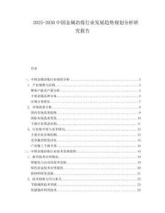 2025-2030中國金屬冶煉行業(yè)發(fā)展趨勢規(guī)劃分析研究報告
