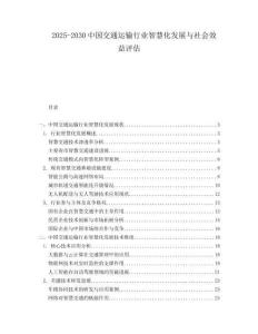 2025-2030中國交通運輸行業(yè)智慧化發(fā)展與社會效益評估