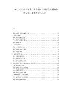 2025-2030中國冶金行業(yè)市場(chǎng)深度調(diào)研及發(fā)展趨勢(shì)和投資前景預(yù)測(cè)研究報(bào)告