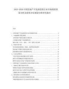 2025-2030中國(guó)房地產(chǎn)開(kāi)發(fā)商投資行業(yè)市場(chǎng)現(xiàn)狀供需分析及投資評(píng)估規(guī)劃分析研究報(bào)告