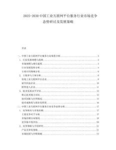 2025-2030中國工業(yè)互聯(lián)網(wǎng)平臺(tái)服務(wù)行業(yè)市場競爭態(tài)勢(shì)研討及發(fā)展策略