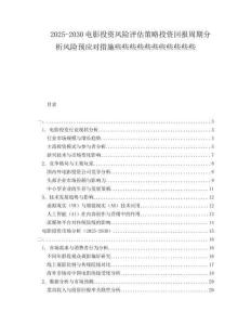 2025-2030電影投資風(fēng)險(xiǎn)評(píng)估策略投資回報(bào)周期分析風(fēng)險(xiǎn)預(yù)應(yīng)對(duì)措施些些些些些些些些些些些
