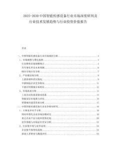 2025-2030中國智能傳感設(shè)備行業(yè)市場深度研判及行業(yè)技術(shù)發(fā)展趨勢與行業(yè)投資價值報告