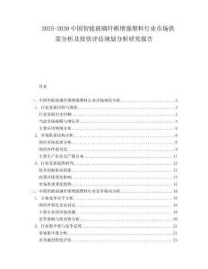 2025-2030中國智能玻璃纖維增強塑料行業(yè)市場供需分析及投資評估規(guī)劃分析研究報告