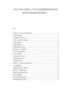 2025-2030中國(guó)輕工產(chǎn)業(yè)行業(yè)市場(chǎng)現(xiàn)狀供需分析及投資評(píng)估規(guī)劃分析研究報(bào)告