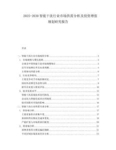 2025-2030智能干洗行業(yè)市場供需分析及投資增值規(guī)劃研究報告
