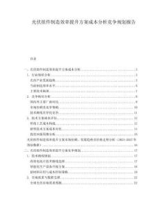 光伏組件制造效率提升方案成本分析競爭規(guī)劃報告