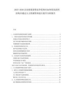 2025-2030企業(yè)想要獲得競爭優(yōu)勢應(yīng)如何優(yōu)化組織結(jié)構(gòu)并通過人力資源管理進(jìn)行提升分析報(bào)告