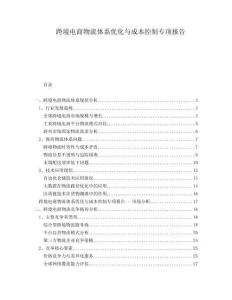 跨境電商物流體系優(yōu)化與成本控制專項(xiàng)報(bào)告