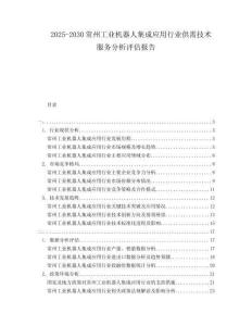 2025-2030常州工業(yè)機(jī)器人集成應(yīng)用行業(yè)供需技術(shù)服務(wù)分析評(píng)估報(bào)告