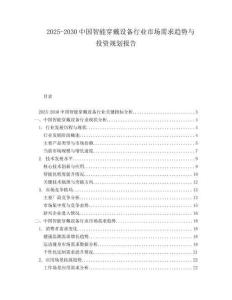 2025-2030中國智能穿戴設(shè)備行業(yè)市場需求趨勢與投資規(guī)劃報(bào)告