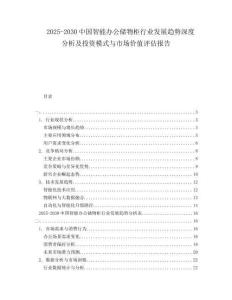 2025-2030中國智能辦公儲物柜行業(yè)發(fā)展趨勢深度分析及投資模式與市場價值評估報告