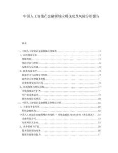 中國人工智能在金融領域應用現(xiàn)狀及風險分析報告