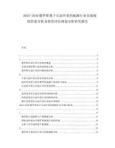 2025-2030俄羅斯基于石油開采的能源行業(yè)市場現(xiàn)狀供需分析及投資評估規(guī)劃分析研究報告
