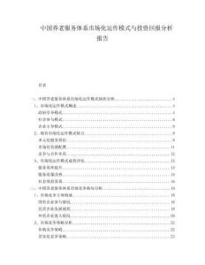 中國養(yǎng)老服務(wù)體系市場化運作模式與投資回報分析報告