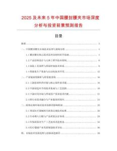 2025及未來5年中國腰封腰夾市場深度分析與投資前景預(yù)測報告
