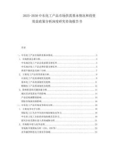 2025-2030中東化工產(chǎn)品市場(chǎng)供需基本情況和投資效益政策分析深度研究咨詢報(bào)告書