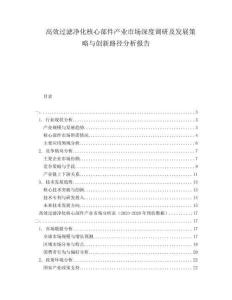 高效過濾凈化核心部件產(chǎn)業(yè)市場(chǎng)深度調(diào)研及發(fā)展策略與創(chuàng)新路徑分析報(bào)告