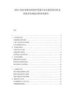 2025-2030智能電網(wǎng)保護(hù)設(shè)備行業(yè)市場供需分析及投資評(píng)估規(guī)劃分析研究報(bào)告
