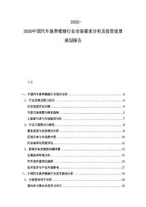 2025-2030中國汽車保養維修行業市場需求分析及投資前景規劃報告