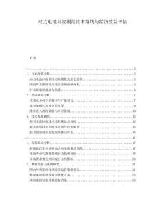 動力電池回收利用技術(shù)路線與經(jīng)濟(jì)效益評估