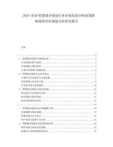 2025-2030智慧城市規(guī)劃行業(yè)市場發(fā)展分析政策影響投資評估規(guī)劃分析研究報告
