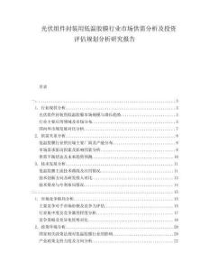 光伏組件封裝用低溫膠膜行業(yè)市場(chǎng)供需分析及投資評(píng)估規(guī)劃分析研究報(bào)告