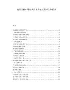 液晶面板市場現(xiàn)狀技術(shù)突破投資評估分析書