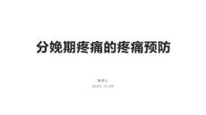分娩期疼痛的疼痛预防