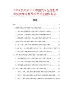 2025及未來5年中國汽車坐椅配件市場競爭態(tài)勢及投資規(guī)劃建議報告