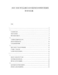2025-2030有色金屬行業(yè)市場供需分析稀有資源投資布局實(shí)施