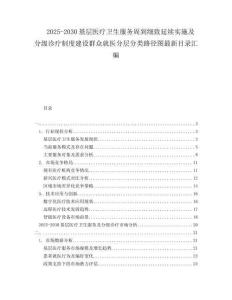 2025-2030基層醫療衛生服務周到細致延續實施及分級診療制度建設群眾就醫分層分類路徑圖最新目錄匯編