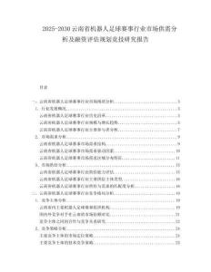 2025-2030云南省機(jī)器人足球賽事行業(yè)市場供需分析及融資評(píng)估規(guī)劃競技研究報(bào)告