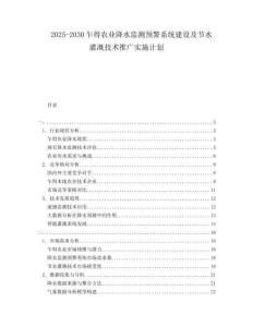 2025-2030乍得農業降水監測預警系統建設及節水灌溉技術推廣實施計劃