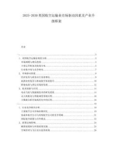 2025-2030英國航空運輸業(yè)市場驅動因素及產業(yè)升級框架