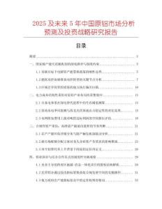 2025及未來(lái)5年中國(guó)原鋁市場(chǎng)分析預(yù)測(cè)及投資戰(zhàn)略研究報(bào)告