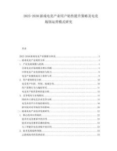 2025-2030游戲電競(jìng)產(chǎn)業(yè)用戶粘性提升策略及電競(jìng)場(chǎng)館運(yùn)營(yíng)模式研究