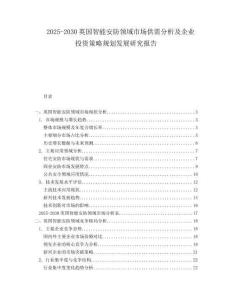 2025-2030英國智能安防領域市場供需分析及企業(yè)投資策略規(guī)劃發(fā)展研究報告