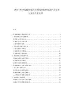 2025-2030智能眼鏡應(yīng)用領(lǐng)域探索研究及產(chǎn)品創(chuàng)新與發(fā)展投資選擇
