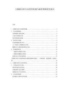 大數據分析行業投資機遇與融資策略研究報告