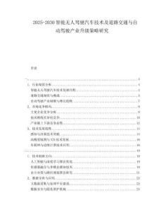 2025-2030智能無人駕駛汽車技術及道路交通與自動駕駛產業升級策略研究