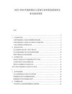 2025-2030環(huán)境監(jiān)測無人設(shè)備行業(yè)供需發(fā)展現(xiàn)狀分析及商業(yè)投資