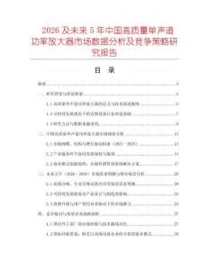 2026及未來5年中國高質(zhì)量單聲道功率放大器市場數(shù)據(jù)分析及競爭策略研究報告