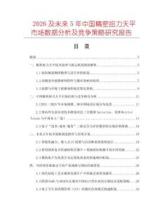 2026及未來5年中國精密扭力天平市場數據分析及競爭策略研究報告