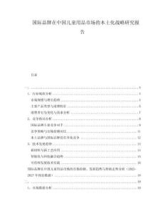 國際品牌在中國兒童用品市場的本土化戰(zhàn)略研究報告